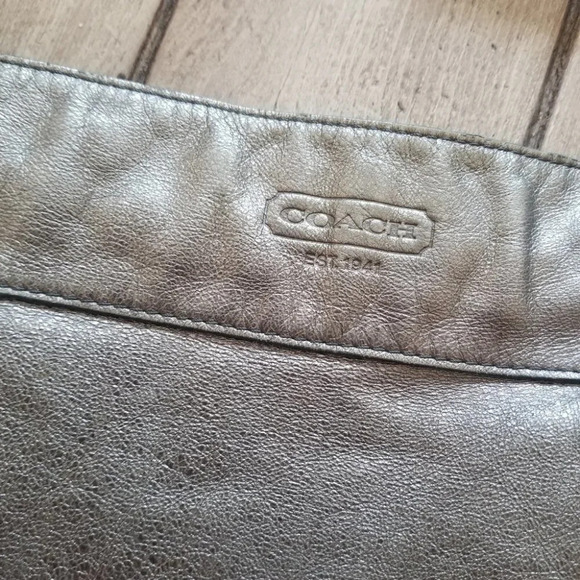 Coach Silver Grey Crossbody Bag  Satchel Leather - Picture 3 of 14